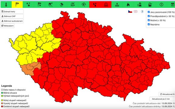 Výstraha ČHMÚ před povodněmi.