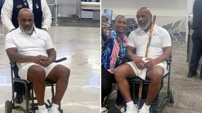 Legendární Tyson trpí bolestmi. Na letiště přijel na vozíku