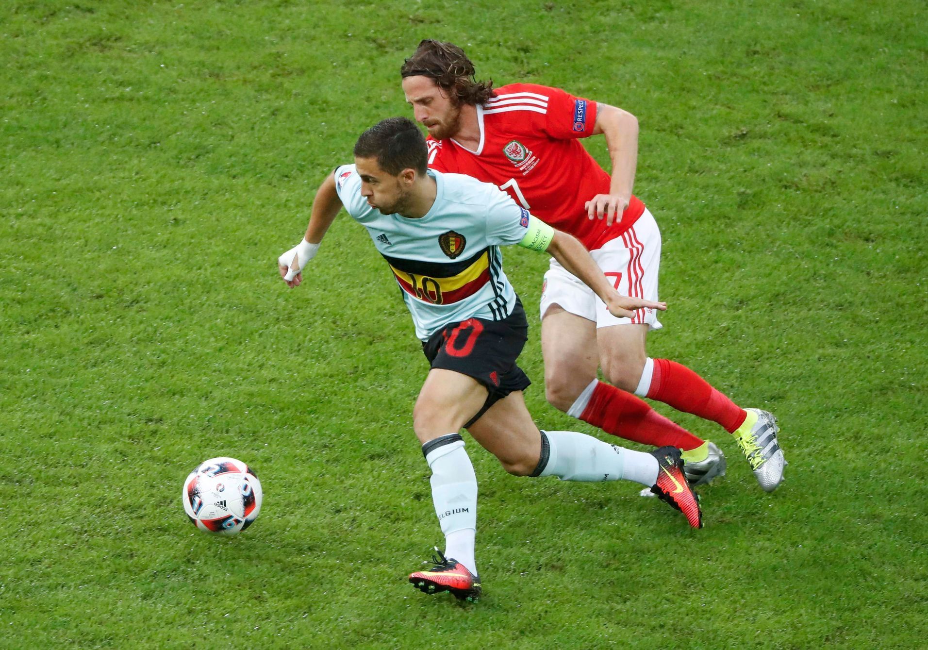 Euro 2016, Wales-Belgie: Joe Allen - Eden Hazard