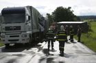 Kamion přeletěl svodidla a zavřel D1 na Brno