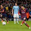Barcelona's Lionel Messi scores a penalty against Manchester City during their Champions League round of 16 first leg soccer match at the Etihad Stadium in Manchester