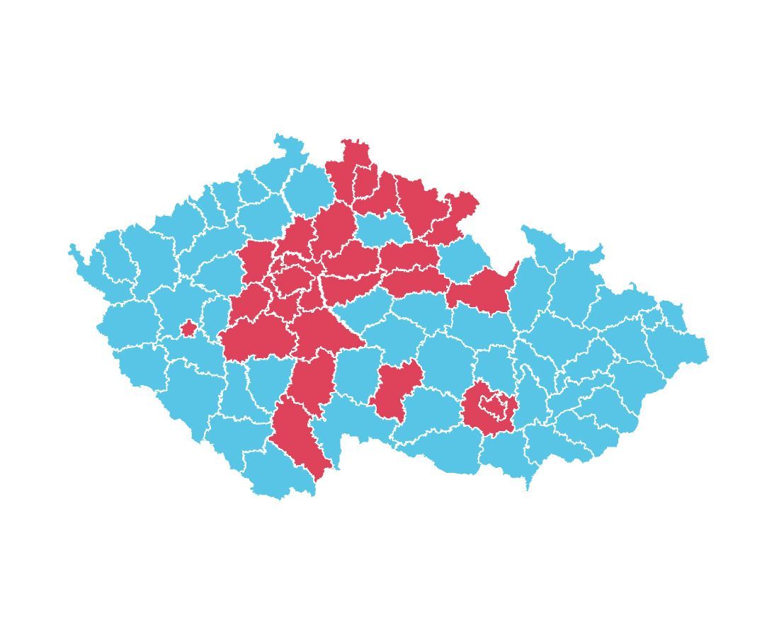 Výsledky 1. kola prezidentských voleb 2023 v okresech
