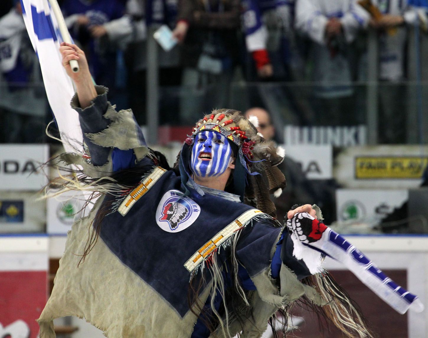 Play off extraligy ledního hokeje, Plzeň - Brno, semifinále číslo 5, fanoušek, divák, indián