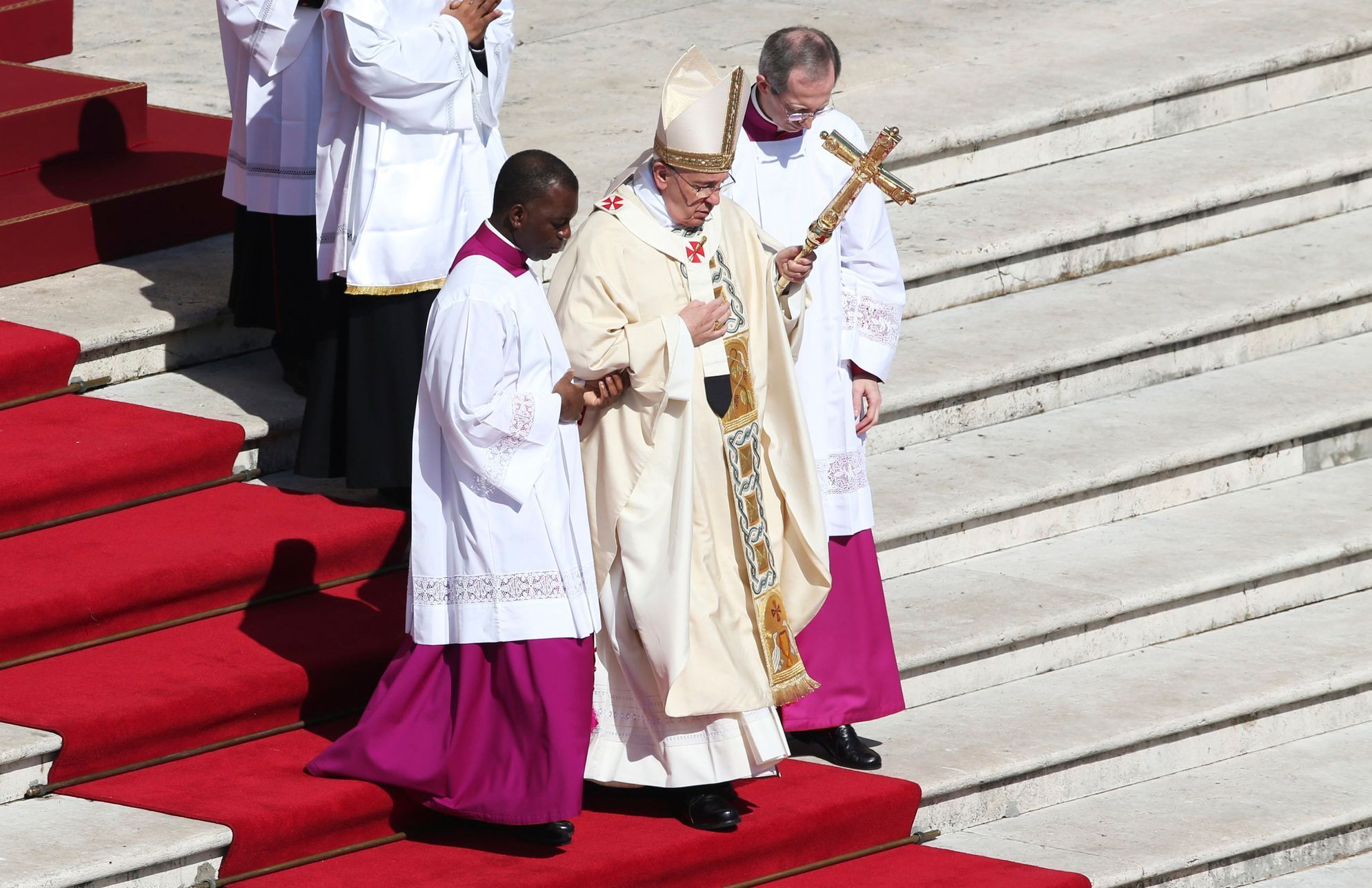 Pope Francis arrives to lead the Easter mass in Saint Peter's Square at the Vatican
