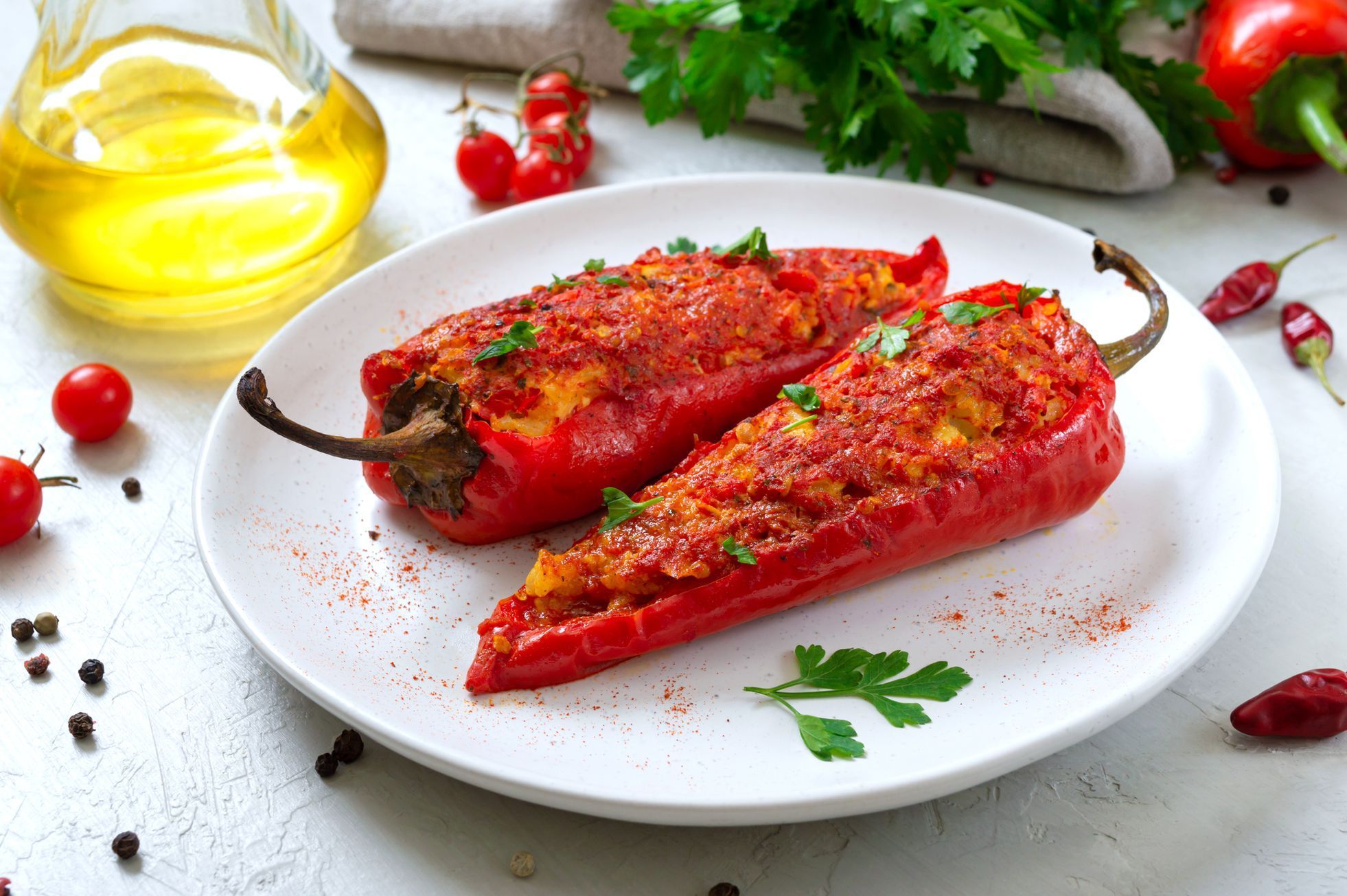 paprika, plněná čočkou