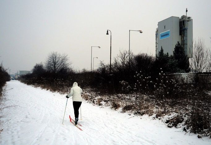 Pár centimetrů nového sněhu přivedlo v neděli běžkaře i do letňanského lesoparku.