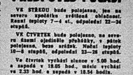 Rudé právo otisklo v řádném čísle tuto předpověď počasí na středu 21. srpna 1968 a další dny.