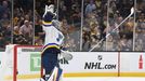 7. finále NHL 2018/19, Boston - St. Louis: Brankář Jordan Binnington oslavuje zisk Stanley Cupu.