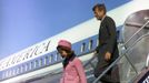 Former U.S. President John F. Kennedy and first lady Jacqueline Kennedy descend the stairs from Air Force One after arriving at Love Field in Dallas,Texas, in this handout image taken on November 22, 1963. Friday, November 22, 2013, will mark the 50th anniversary of the assassination of President Kennedy.