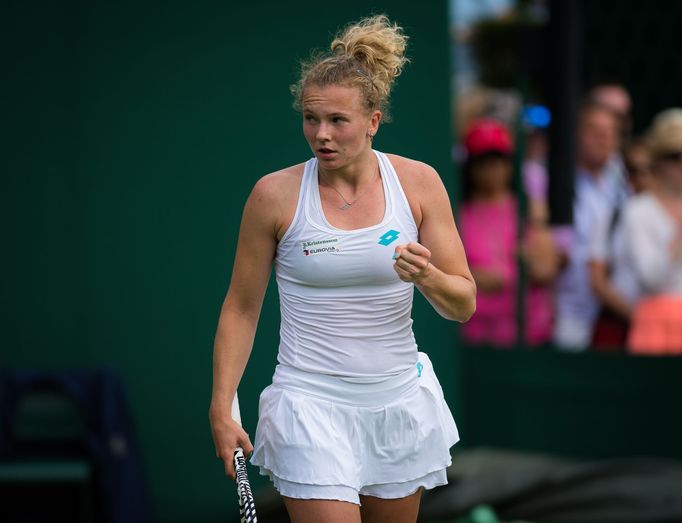 Kateřina Siniaková v prvním kole Wimbledonu 2019.