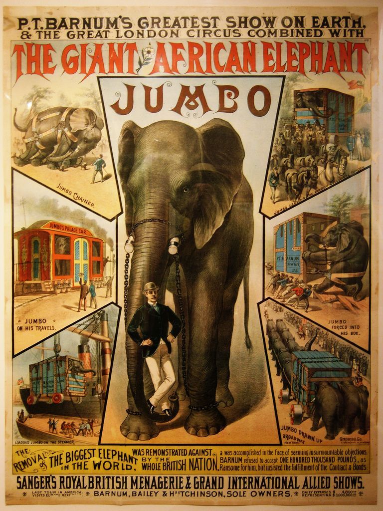 Slavný slon Jumbo na dobovém plakátu