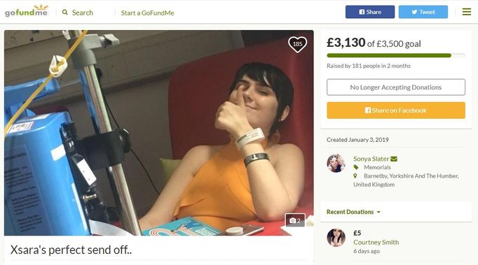 Xsara Sanderson, GoFundMe