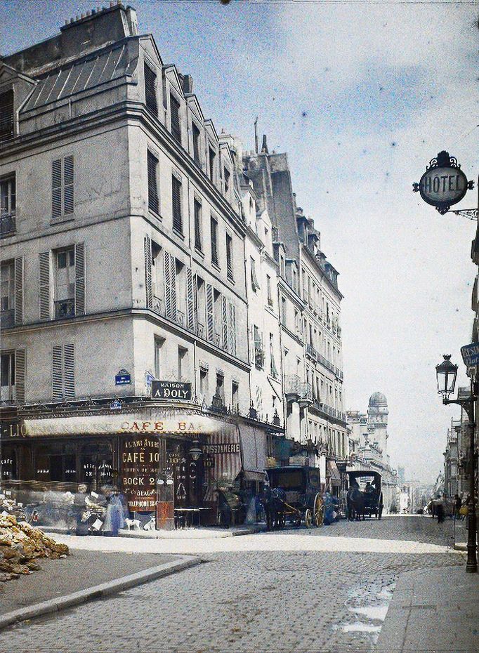 Ulice St-Jacques na rohu ulice Malebranche, Paříž, rok 1914