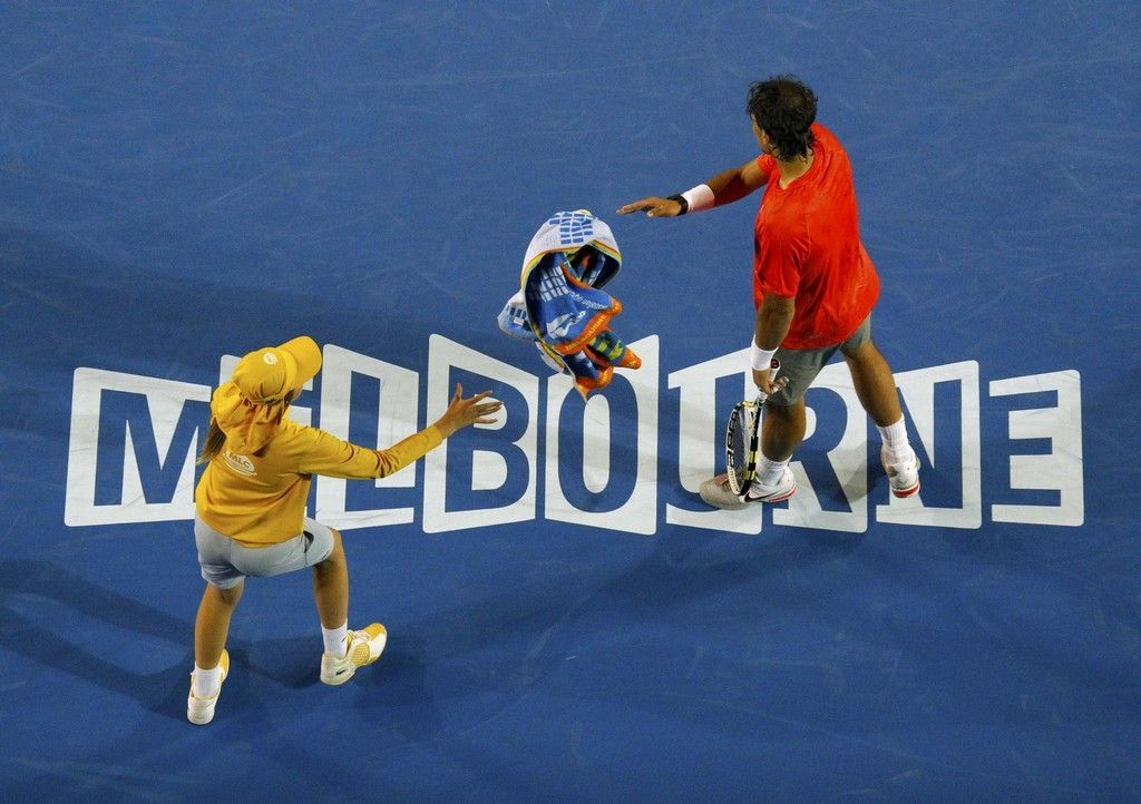 Rafael Nadal v zápase proti Čiličovi na Australian Open