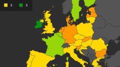 Mapa - sazby DPH v Evropě