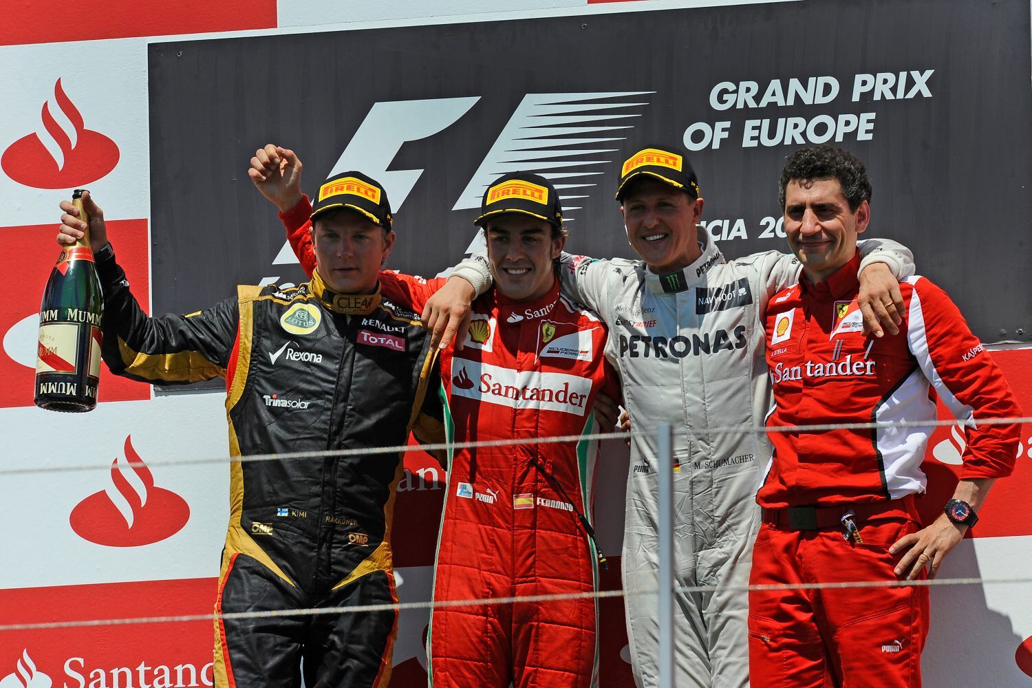 Kimi Räikkönen, Fernando Alonso, Michael Schumacher