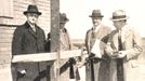 Engineering committee examining a 1X5 inch board which was driven through a 2X6 plank. Somewhere along the path of the Tri-State Tornado, the longest-lived and longest path of any recorded tornado. It traveled over 300 miles from SE Missouri to Indiana and killed over 600. In: Journal of the Western Society of Engineers, Vol. 30, No. 9. September, 1925. Southern Illinois. March 18, 1925.