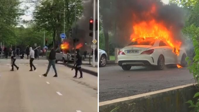 V Dijonu už čtvrtý den zuřil boj mezi gangy, opět hořela auta.