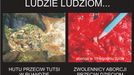 Snímek z výstavy Vyber život: "Lidé lidem - Hutu proti Tutsi ve Rwandě, zastánci potratů proti dětem"