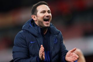 Soccer Football - Premier League - Arsenal v Chelsea - Emirates Stadium, London, Britain - December 29, 2019 Chelsea manager Frank Lampard celebrates after the match  Act