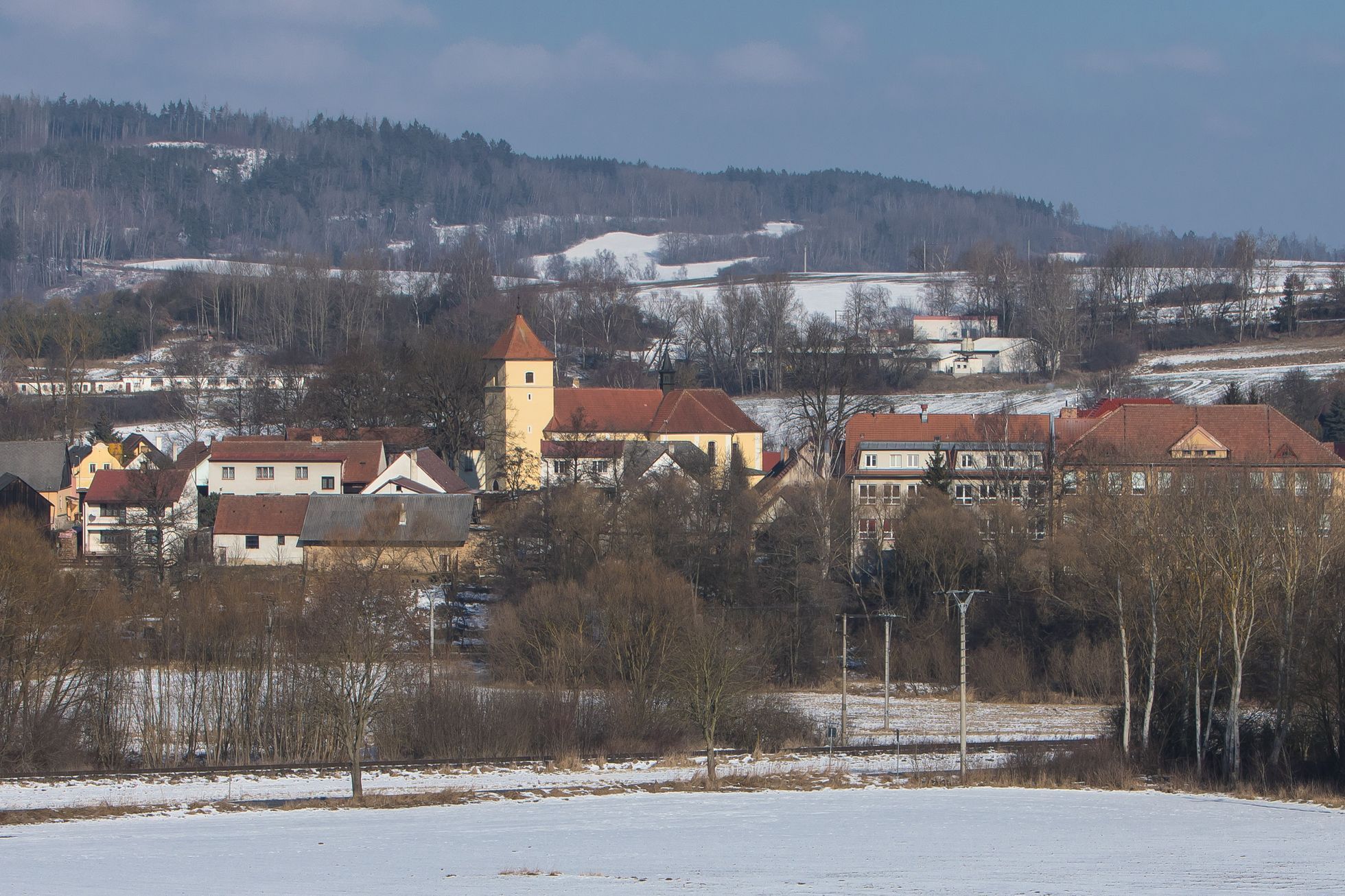 Dolní Cerekev na Vysočině u lokality Hrádek, zvažované pro výstavbu hlubinného jaderného úložiště