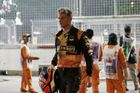 Force India Formula One driver Nico Hulkenberg of Germany walks from the track after crashing during the Singapore F1 Grand Prix at the Marina Bay street circuit Septembe