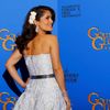 Salma Hayek poses backstage during the 72nd Golden Globe Awards in Beverly Hills