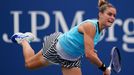 Aug 28, 2023; Flushing, NY, USA;   Maria Sakkari of Greece in action against Rebeka Masarova of Spain on day one of the 2023 U.S. Open tennis tournament at the USTA Billi