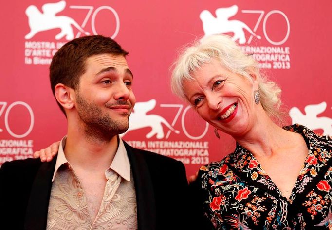 Director Xavier Dolan (L) poses with actress Lise Roy