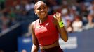 Tennis - U.S. Open - Flushing Meadows, New York, United States - August 30, 2023 Coco Gauff of the U.S. celebrates winning her second round match against Russia's Mirra A