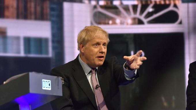 Boris Johnson v televizní debatě britské veřejnoprávní televize BBC v červnu 2019.