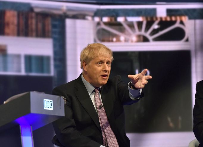 Boris Johnson v televizní debatě britské veřejnoprávní televize BBC v červnu 2019.