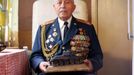 April 5 2005-Yerevan, Armenia: Alexander Stepanian, an old Armenian tank commander in Russia during WWII in the Red Army is posing for the camera in his kitchen. Alexander fought in all major tank battles between 1941 and 1945, including the greatest tank battle in history: Kursk in 1943. May 8th celebrates the end of WWII. (Jonathan Alpeyrie/Polaris)