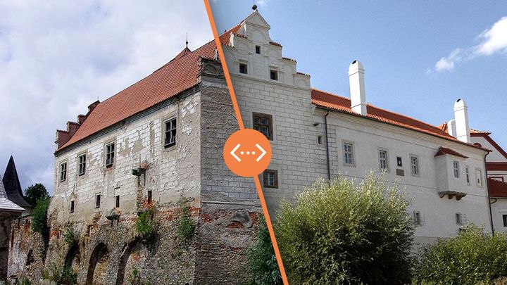 Zčásti se zřítil, komunisté v něm měli sýpku. Fotky ukazují proměnu zámku po renovaci