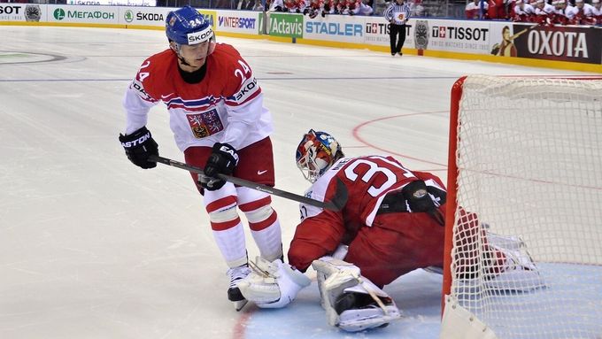 Prohlédněte si fotografie ze zápasu českých hokejistů na MS v Minsku v němž prohráli s Dánskem 3:4 po samostatných nájezdech.