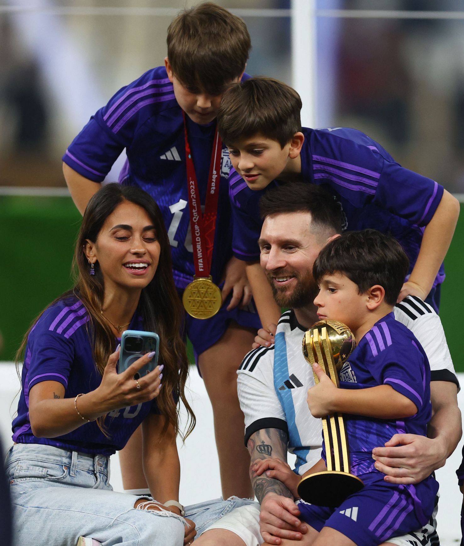 Finále MS ve fotbale 2022, Argentina - Francie: Lionel Messi s rodinou