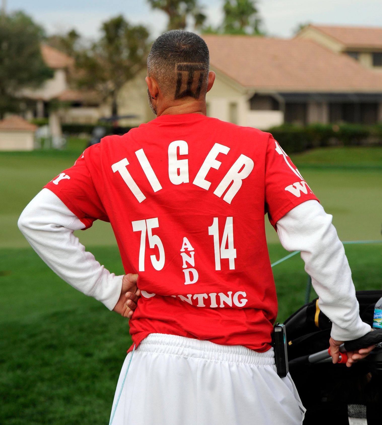 Fanoušek Tigera Woodse na golfovém turnaji na Floridě