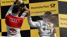 Jedné pódium kariéry DTM oslavil Ralf Schumacher loni na Hockenheimu. Šampaňským ho "pokřtil" Mattias Ekström.