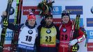 SP Ruhpolding 2018, 20 km M: Ondřej Moravec, Martin Fourcade, a Johannes Thingnes Bö