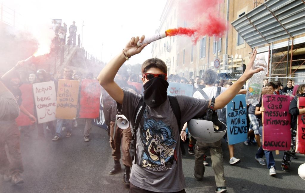 Protest studentů v Římě