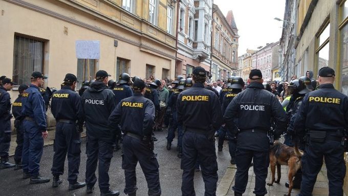 Anti-Roma protest in the north Czech town of Duchcov,