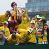 Fans of Samantha Stosur of Australia cheer on court 18 at th