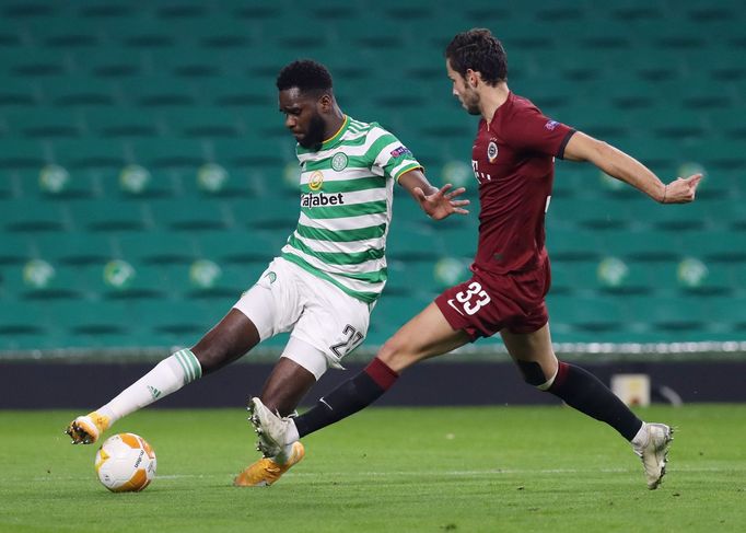 Odsonne Édouard a Dávid Hancko v zápase Celtic Glasgow - Sparta Praha