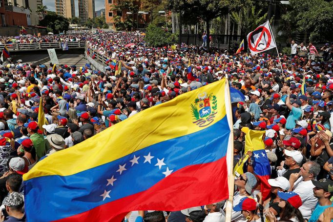 Protesty ve Venezuele, leden 2019.