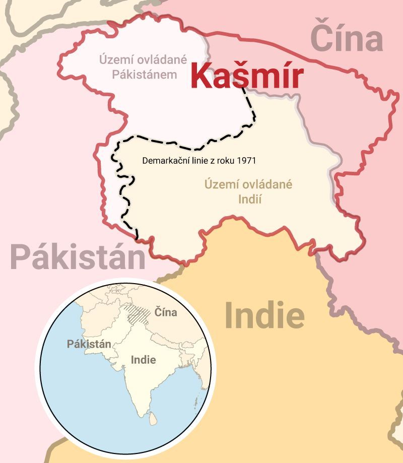 Kašmír - mapa