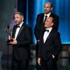 Blackwell accepts the award for Outstanding Writing For A Comedy Series for their work on HBO's &quot;Veep&quot; as fellow writers Iannucci and Roche listen at the 67th Primetime Emmy Awards in Los An