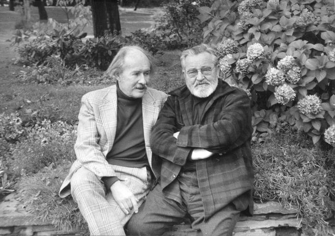 Jan Werich a Jiří Voskovec ve Vídni, 1974.