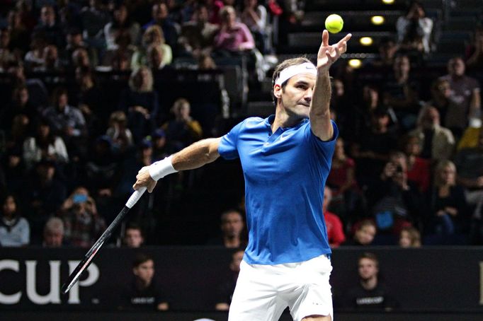 Roger Federer na Laver Cupu 2017 v Praze.