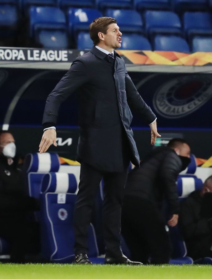 Soccer Football - Europa League - Round of 16 Second Leg - Rangers v Slavia Prague - Ibrox Stadium, Glasgow, Scotland, Britain - March 18, 2021 Rangers manager Steven Ger