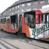 Shořelá tramvaj v Plzni